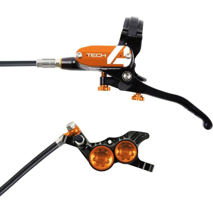 Hope Tech 4 V4 Disc Brake and Lever Set - Rear Hydraulic Post Mount Orange
