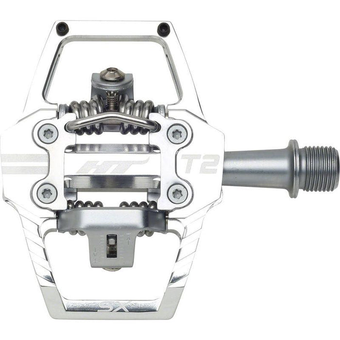 HT Components T2-SX Pedals - Dual Sided Clipless with Platform Aluminum 9/16 Silver