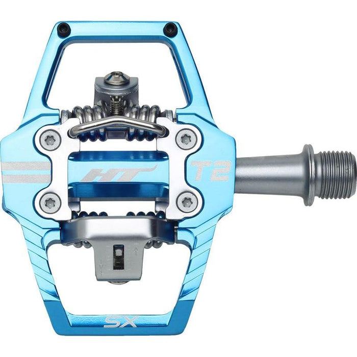 HT Components T2-SX Pedals - Dual Sided Clipless with Platform Aluminum 9/16 Marine Blue