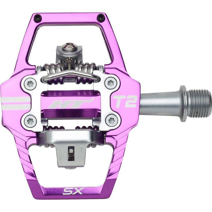 HT Components T2-SX Pedals - Dual Sided Clipless with Platform Aluminum 9/16 Purple