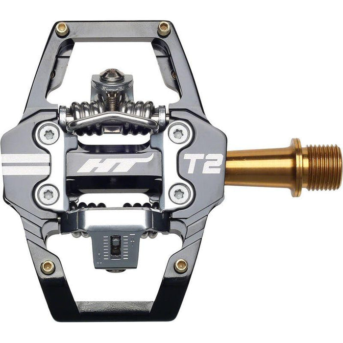 HT Components T2T Pedals - Dual Sided Clipless with Platform Aluminum 9/16 Black