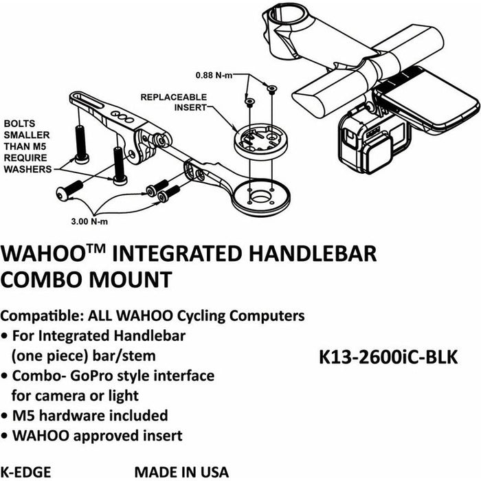 K-EDGE Integrated Handlebar System Combo Mount for Wahoo