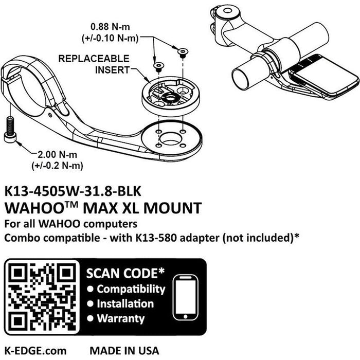 K-Edge Wahoo Max XL Bicycle Computer Mounts