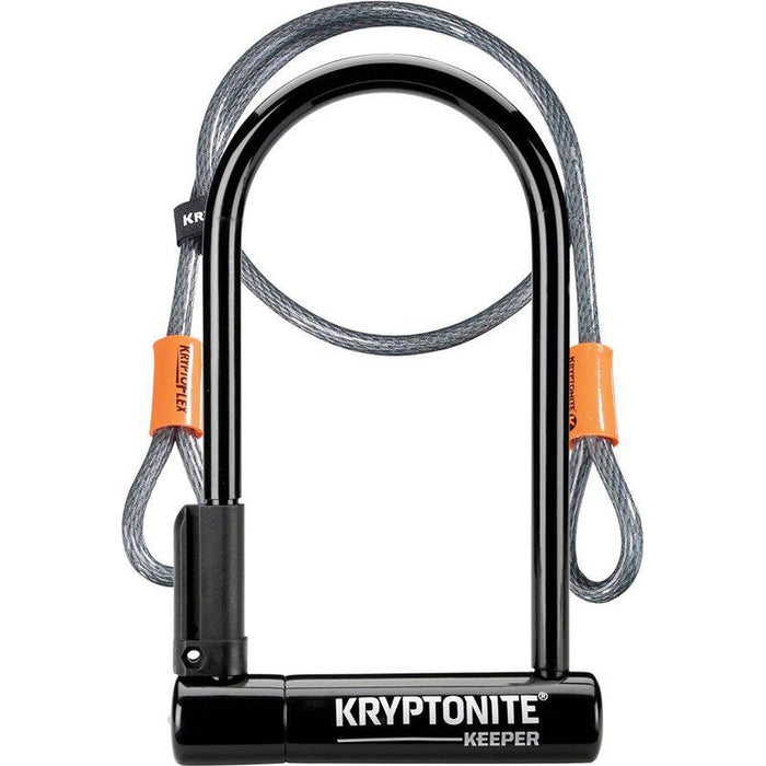 Kryptonite Keeper U-Lock - 4 x 8 Keyed Black Includes 4' cable and bracket