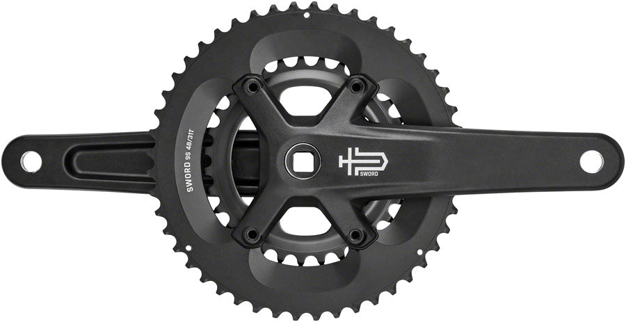 microSHIFT Sword Black 2x Crankset - 175mm 9-Speed 48/31t 110/80 Asym BCD JIS Square Taper Spindle Interface Black