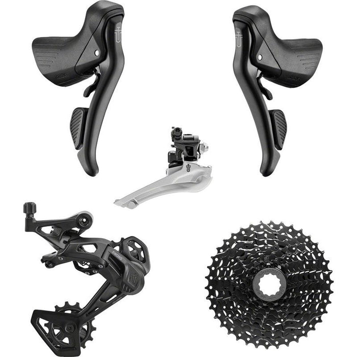 microSHIFT Sword Black 2x9-Speed Groupset - Includes Brake/Shifters Front Derailler Braze-On Rear Derailleur Long Cage 11-38t Cassette