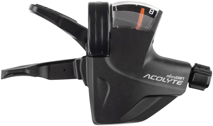 microSHIFT Acolyte Quick Trigger Pro Right Shifter - 1x8 Speed Gear Indicator Black Acolyte Compatible Only