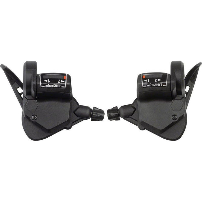 microSHIFT TS38 Thumb-Tap Shifter Set - 7 Speed Triple Optical Gear Indicator Shimano Compatible
