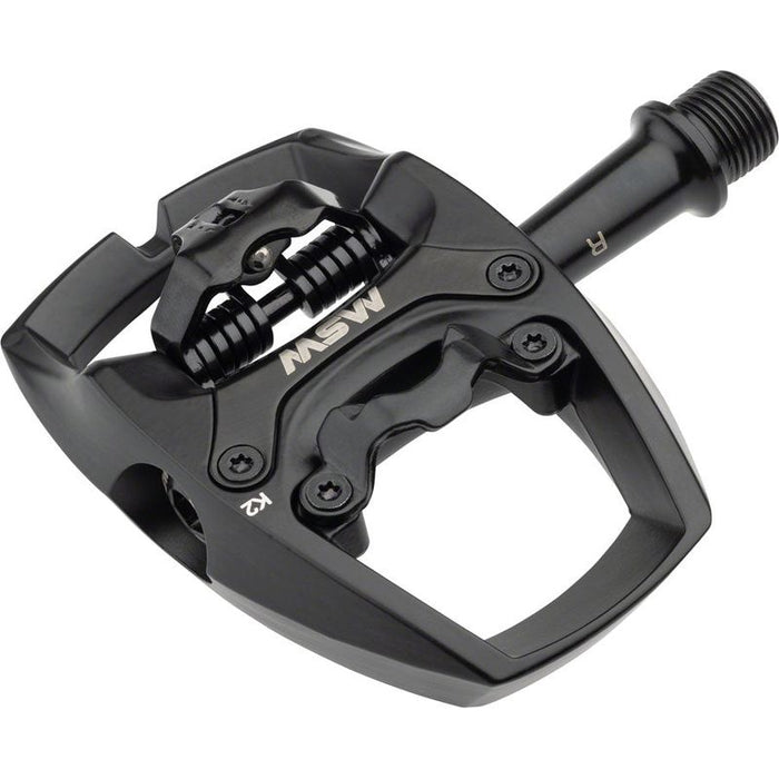 MSW Flip II Pedals - Single Side Clipless with Platform Aluminum 9/16 Black