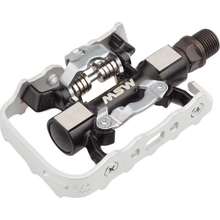 MSW CP-100 Pedals - Single Side Clipless with Platform Aluminum 9/16 Black/Silver