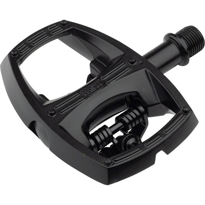 MSW Flip I Pedals - Single Side Clipless with Platform Aluminum 9/16 Intense Black