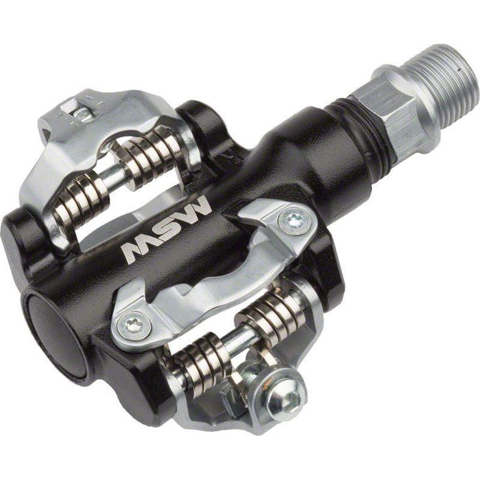 MSW MP-100 Pedals - Dual Sided Clipless Aluminum 9/16 Black/Silver