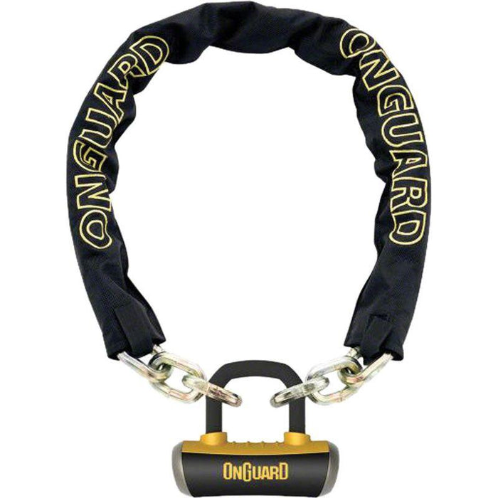 OnGuard Mastiff Chain Lock with Keys: 3.7' x 10mm Black/Yellow