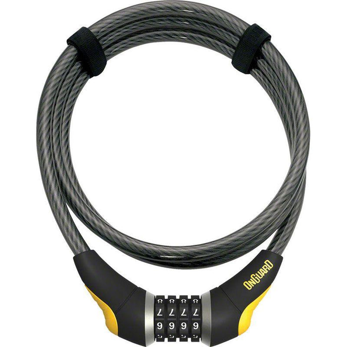 OnGuard Akita Resettable Combo Cable Lock: 6' x 10mm Gray/Black/Yellow