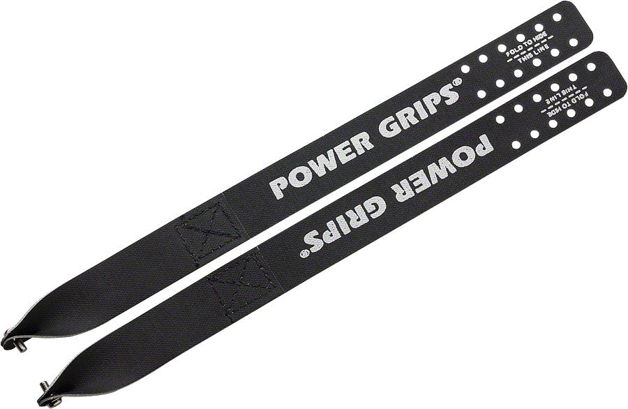 Power Grips Fixie Straps (375mm) with Hardware Black Bicycle Toe Straps