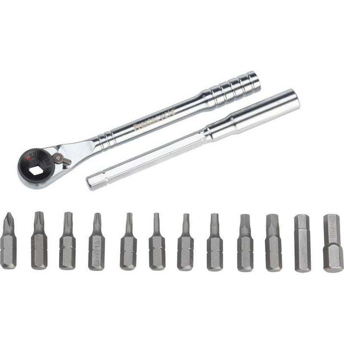 Prestacycle T-Handle Ratchet Deluxe 3-Way Ratchet and T-Handle Tool Kit 12 Piece Bit Set
