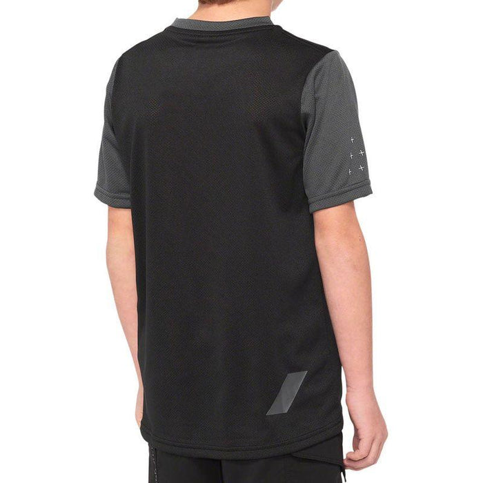100% Ridecamp Jersey - Black/Charcoal Short Sleeve Youth Small