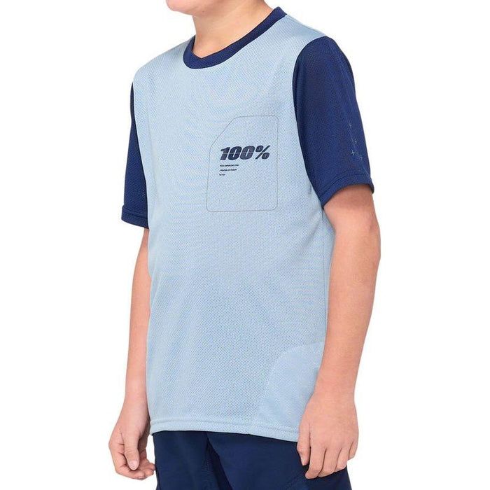 100% Ridecamp Jersey - Blue/Navy Short Sleeve Youth X-Large