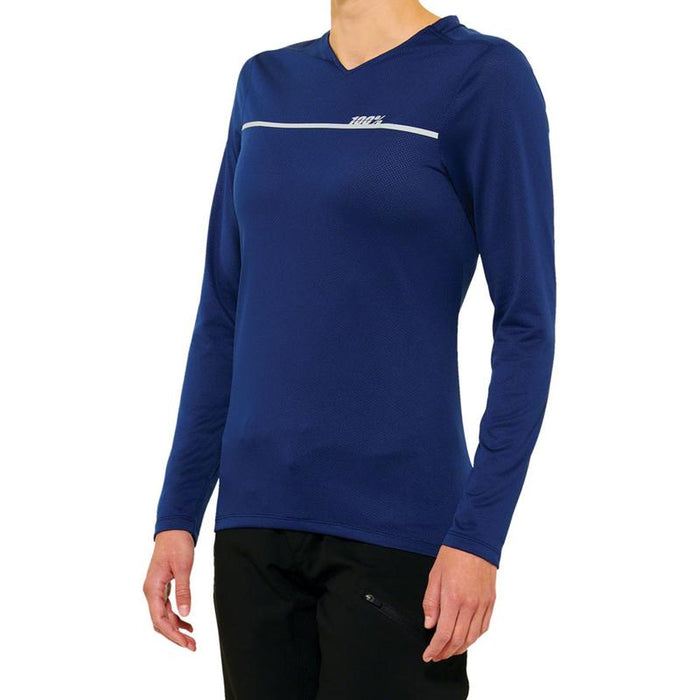 100% Ridecamp Jersey - Navy Women's Long Sleeve Small