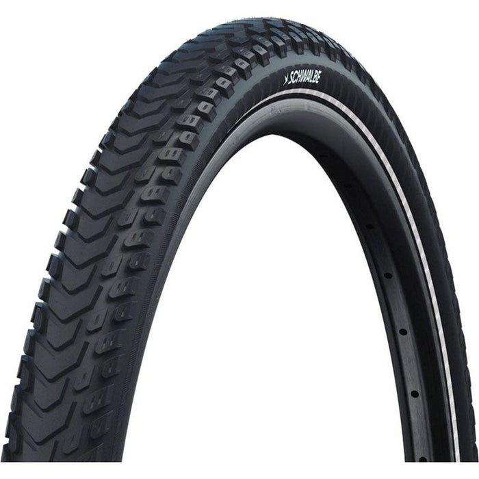 Schwalbe Marathon Mondial Tire - 27.5 x 2.25 Clincher Wire Black/Reflective Performance Line RaceGuard Double Defense Addix