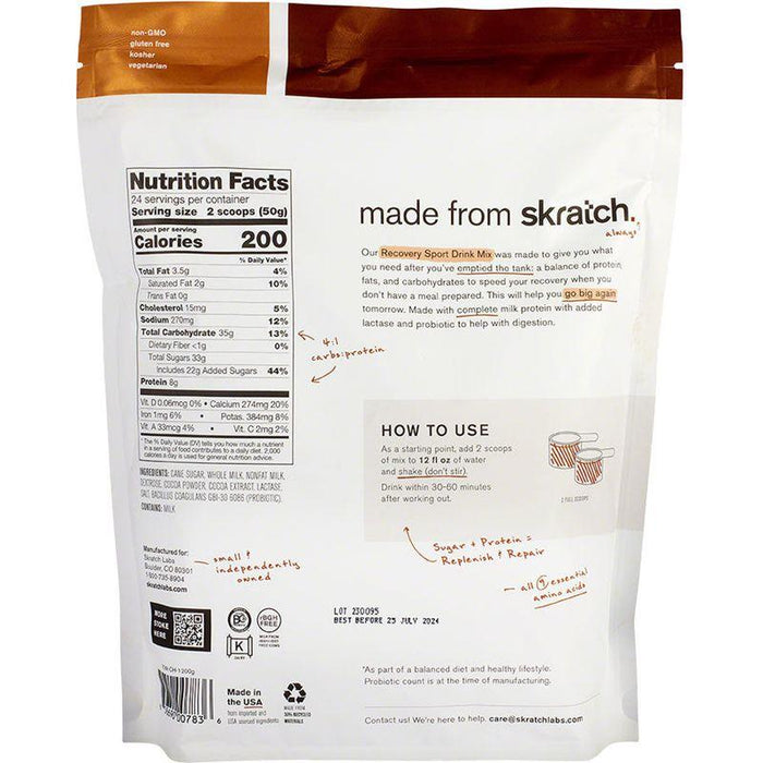 Skratch Labs Recovery Sport Drink Mix - Chocolate 24-Serving Resealable Pouch