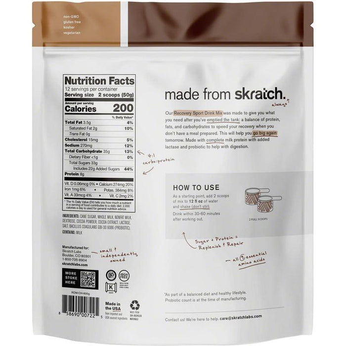 Skratch Labs Recovery Sport Drink Mix - Chocolate 12-Serving Resealable Pouch