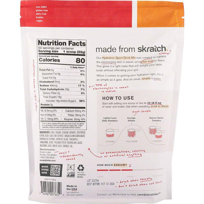 Skratch Labs Hydration Sport Drink Mix - Fruit Punch 60 -Serving Resealable Pouch