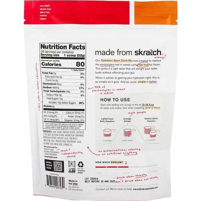 Skratch Labs Hydration Sport Drink Mix - Fruit Punch 20-Serving Resealable Pouch