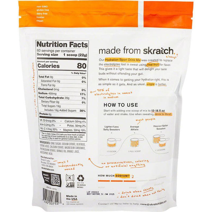 Skratch Labs Hydration Sport Drink Mix - Orange 60-Serving Resealable Pouch
