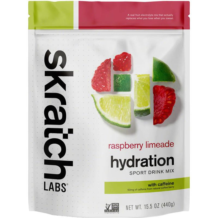 Skratch Labs Hydration Sport Drink Mix - Raspberry Limeade With Caffiene 20-Serving Resealable Pouch