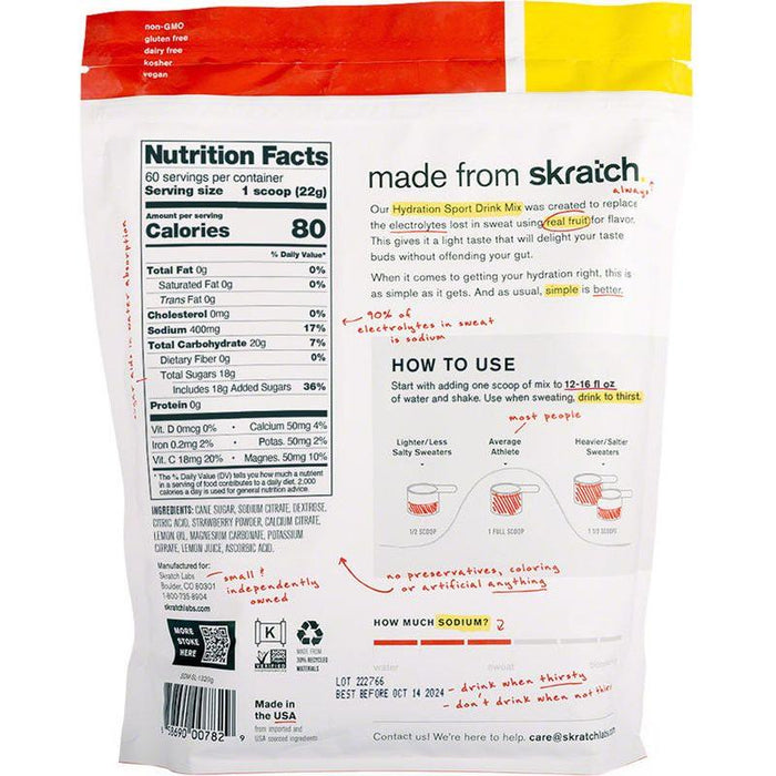 Skratch Labs Hydration Sport Drink Mix - Strawberry Lemonade 60-Serving Resealable Pouch