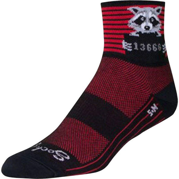 SockGuy Classic Busted Socks - 3 Black/Red Stripe Small/Medium