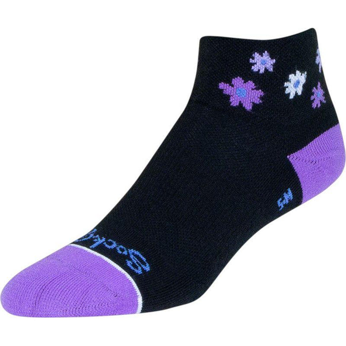 SockGuy Channel Air Daisy Classic Low Socks - 2 Black/Purple Women's Small/Medium