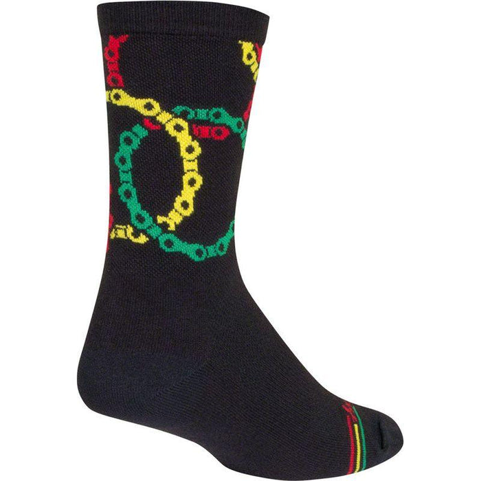 SockGuy Connected Crew Socks - 6 Black/Multi Large/X-Large