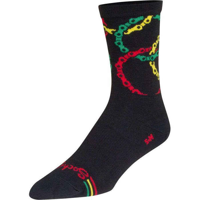 SockGuy Connected Crew Socks - 6 Black/Multi Large/X-Large