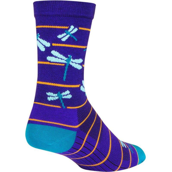 SockGuy Dragonflies Crew Socks - 6 Purple/Blue/Orange Small/Medium