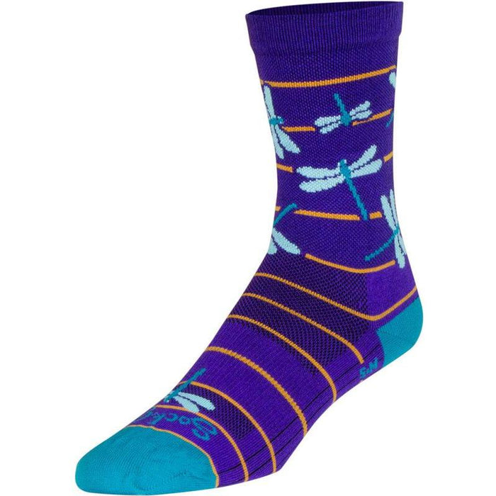 SockGuy Dragonflies Crew Socks - 6 Purple/Blue/Orange Large/X-Large