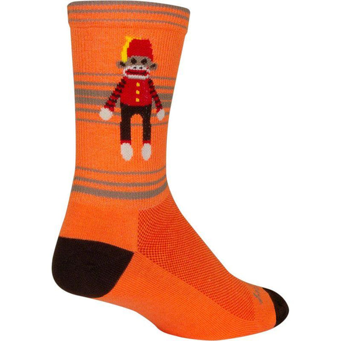 SockGuy Funky Monkey Crew Socks - 6 Orange/Red/Brown Large/X-Large