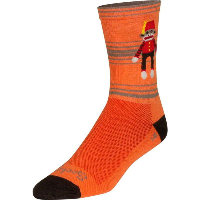 SockGuy Funky Monkey Crew Socks - 6 Orange/Red/Brown Large/X-Large