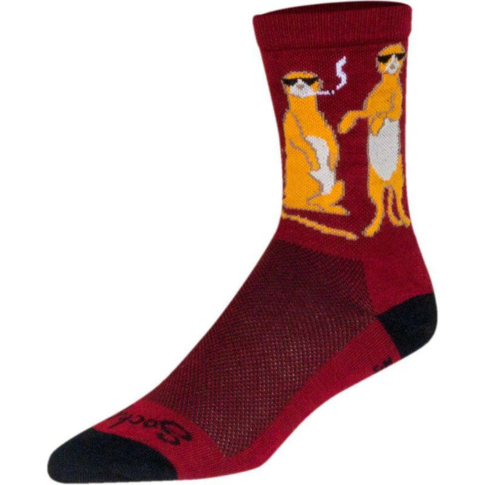 SockGuy Crew Kool Kats Socks - 6 Burgundy Small/Medium