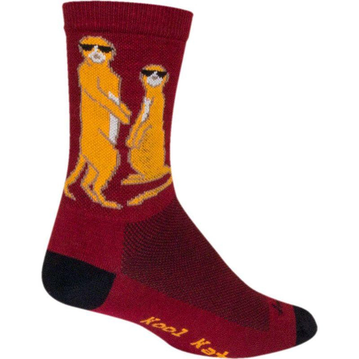 SockGuy Crew Kool Kats Socks - 6 Burgundy Small/Medium