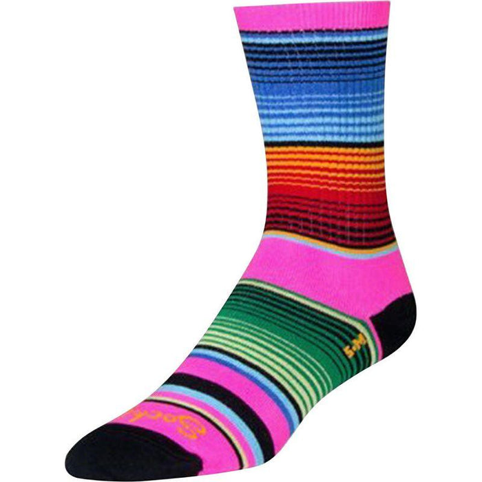 SockGuy Crew Siesta Socks - 6 Pink/Multi-Color Large/X-Large