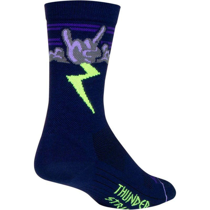 SockGuy Thunder Crew Socks - 6 Navy/Purple/Green Small/Medium