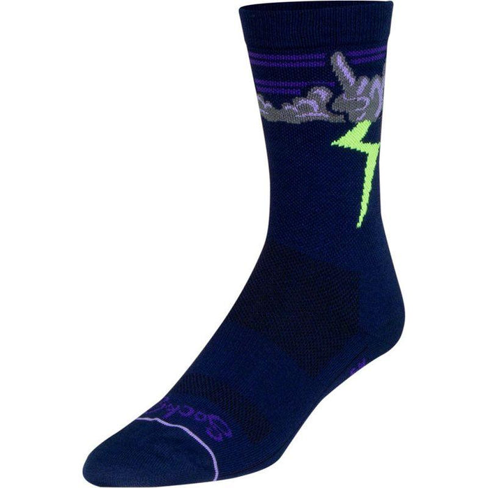 SockGuy Thunder Crew Socks - 6 Navy/Purple/Green Large/X-Large