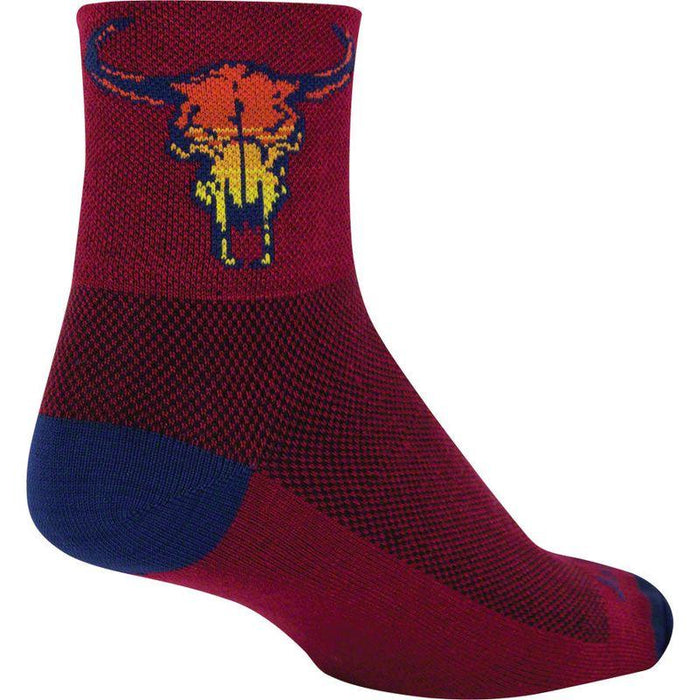 SockGuy Classic Desert Skull Socks - 3 Red Small/Medium