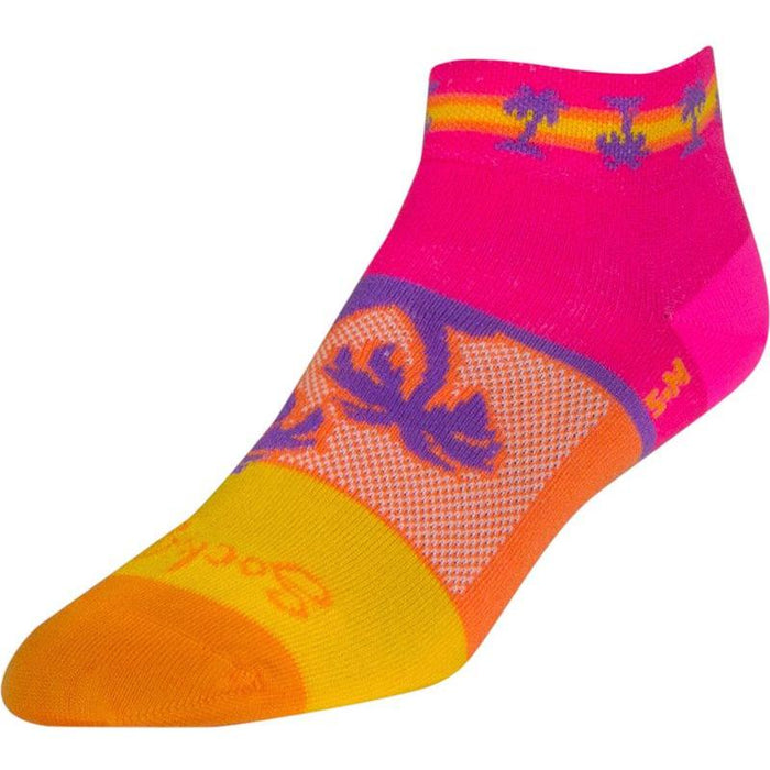 SockGuy Tropical Classic Low Socks - 1 Pink/Yellow/Orange Women's Small/Medium