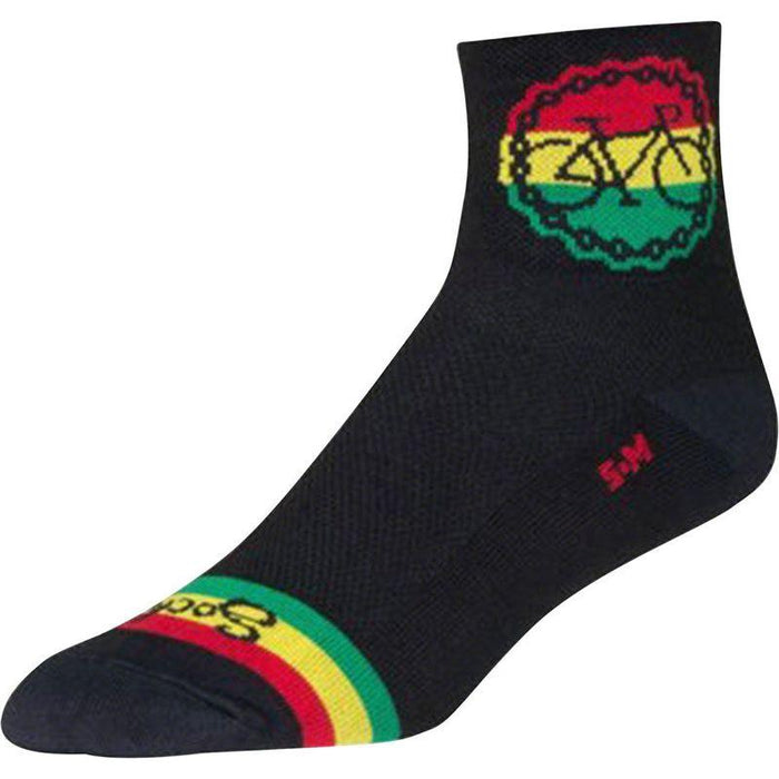 SockGuy Classic Rasta Ride Socks - 3 Black/Rasta Small/Medium