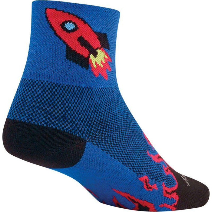 SockGuy Classic Rocket Man Socks - 3 Blue Small/Medium