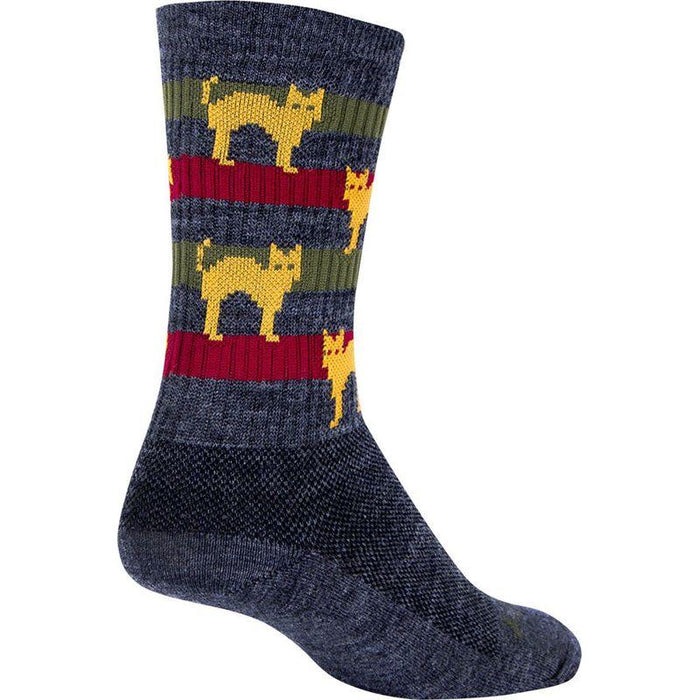 SockGuy Wool Catz Socks - 6 Gray/Yellow/Red Small/Medium