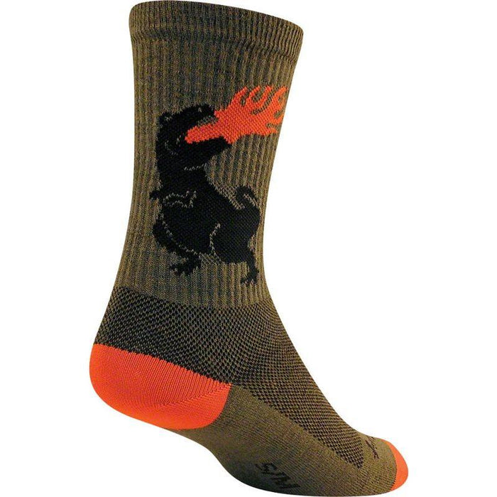 SockGuy Dinosaur Wool Socks - 6 Green Large/X-Large